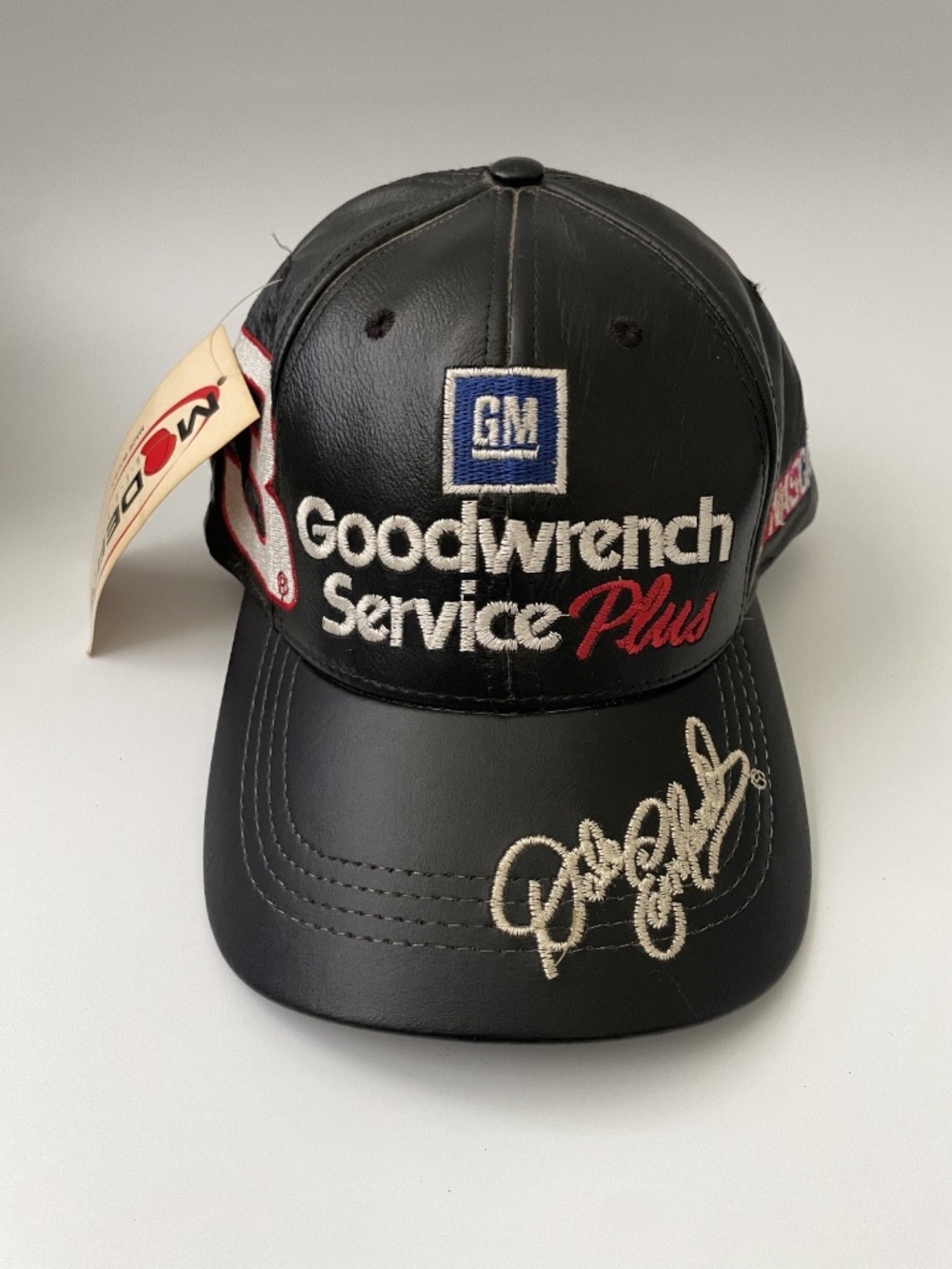 Vtg w/Tag - Dale Earnhardt #3 - GM Goodwrench Service Plus - Black Leather Hat